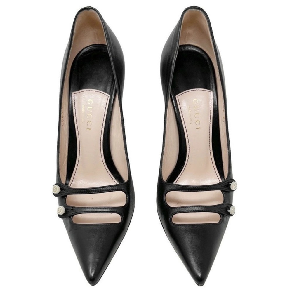 Gucci Black Heels with Double Strap Detail